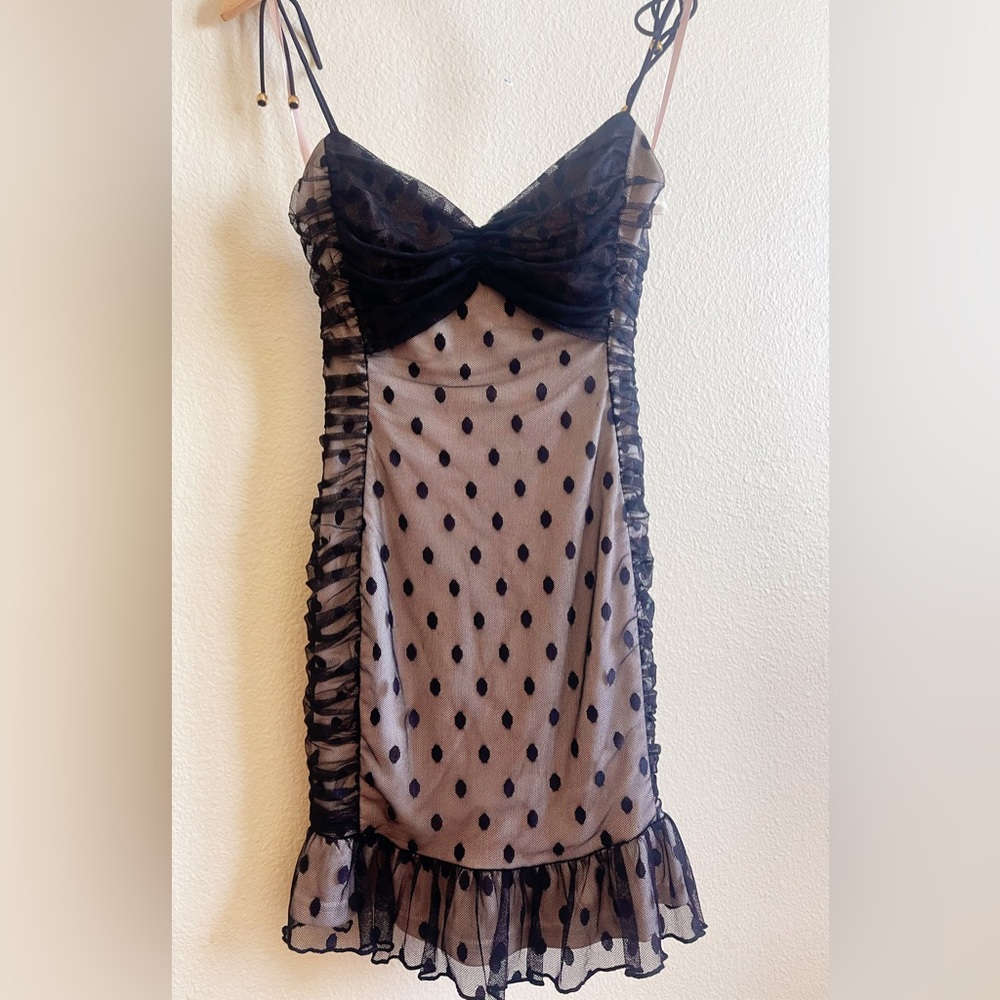 Black/Nude Lace Party Mini Dress